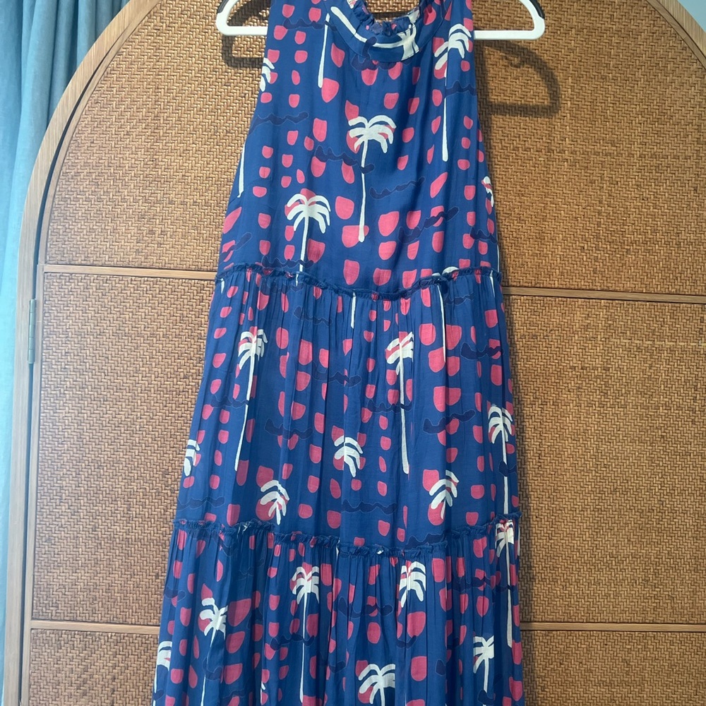 Oliphant Blue Women’s Dress with Palm Tree Print - Picture 2 of 5